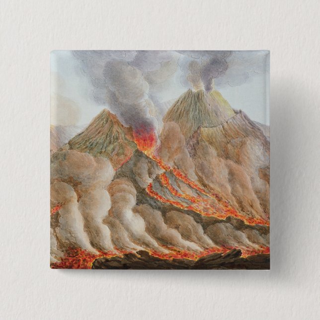 Crater of Mount Vesuvius from an original drawing Button (Front)