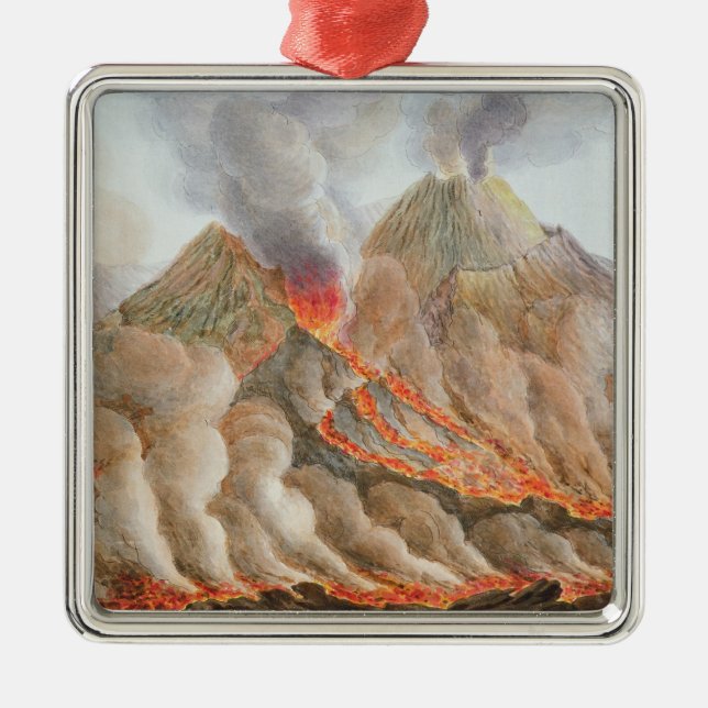 Crater of Mount Vesuvius from an original drawing Metal Ornament (Front)