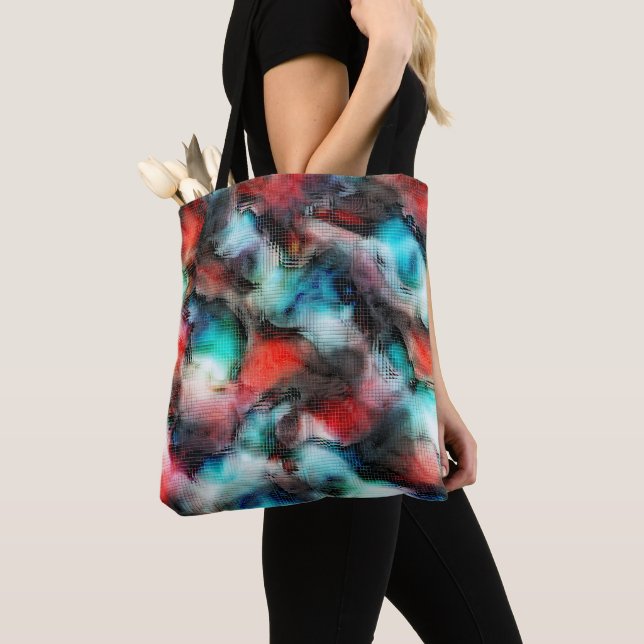 Crater-style stains in rustic square mosaic effect tote bag (Close Up)