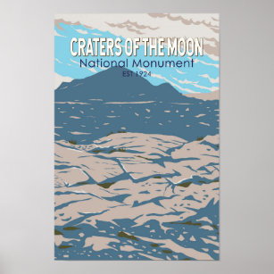 Craters of the Moon National Monument Idaho Retro Poster