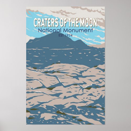 Craters of the Moon National Monument Idaho Retro Poster