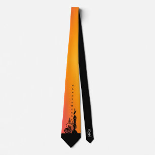 Cravate flèche faîtière kanak. orange sanguine neck tie
