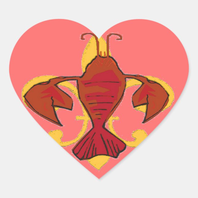 Craw Dat!  Fleur de Lis, Crawfish , Craw Dat Heart Sticker (Front)