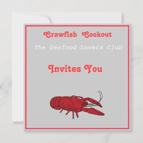Craw fish cookout personalized invites