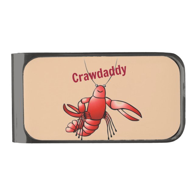 Crawdaddy Red Crayfish Gunmetal Finish Money Clip (Front)