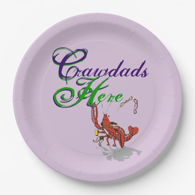 Crawdads Here Paper Plates (Front)