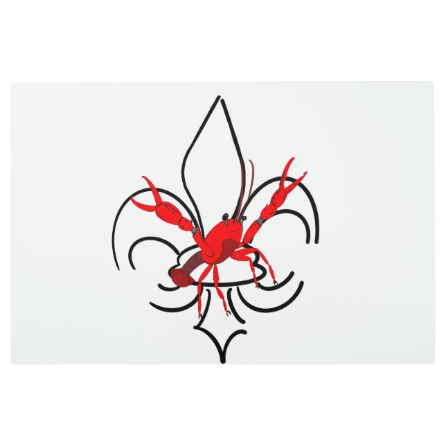 Crawfish and Fleur de Lis Metal Art (Front)