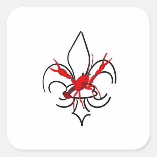 Crawfish and Fleur de Lis Sticker