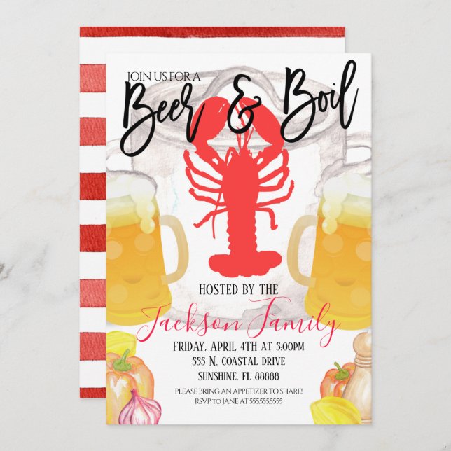 Crawfish Beer and Boil Invitation (Front/Back)
