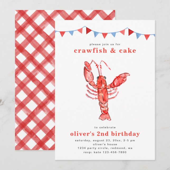 Crawfish Birthday Invitation | Crawfish Party (Front/Back)