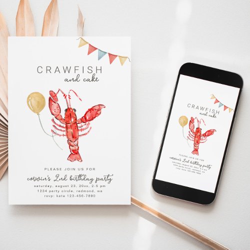 Crawfish Birthday Invitation  Crawfish Party