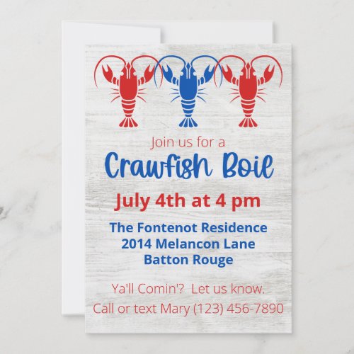 Crawfish Boil 4th of July Party Invitation