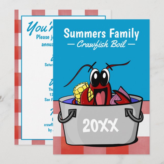 Crawfish Boil Annual Family Party Picnic Invitation (Front/Back)
