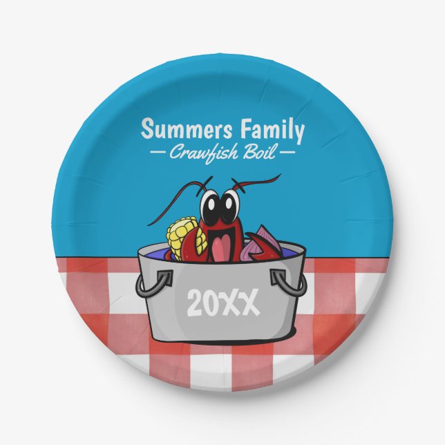 Crawfish Boil Annual Family Party Picnic Paper Plates (Front)