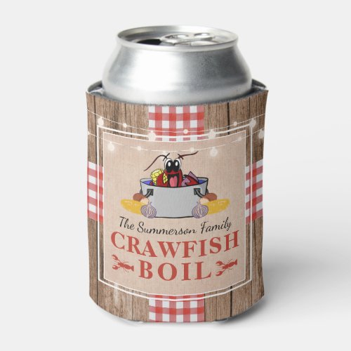 Crawfish Boil Annual Family Party Rustic Picnic Can Cooler