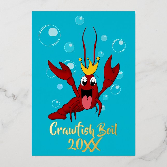 Crawfish Boil Annual Family Reunion Party Foil Invitation (Front)