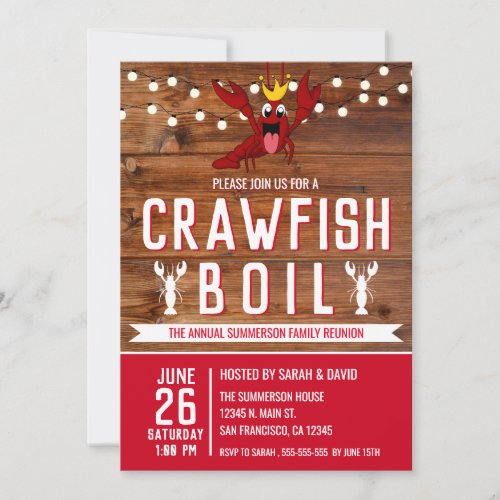 Crawfish Boil Annual Summer Family Reunion Party Invitation