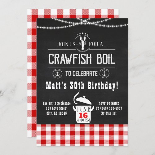 Crawfish Boil Any Event Rustic Chalkboard Invite