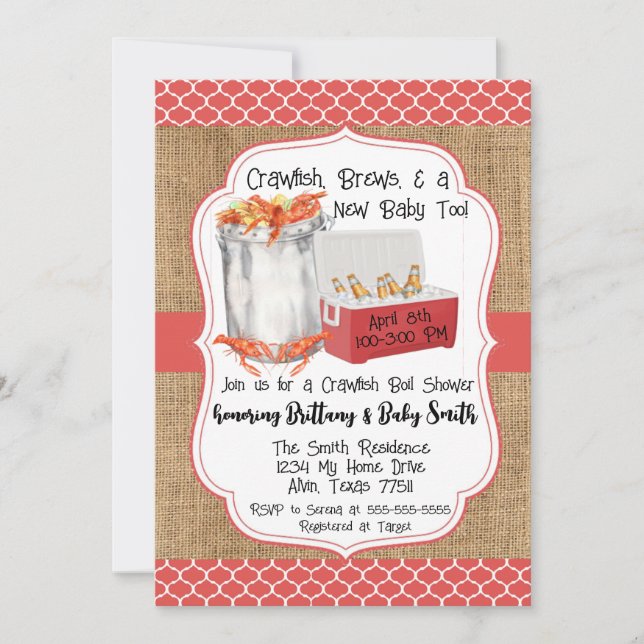Crawfish Boil Baby Shower Invitation (Front)