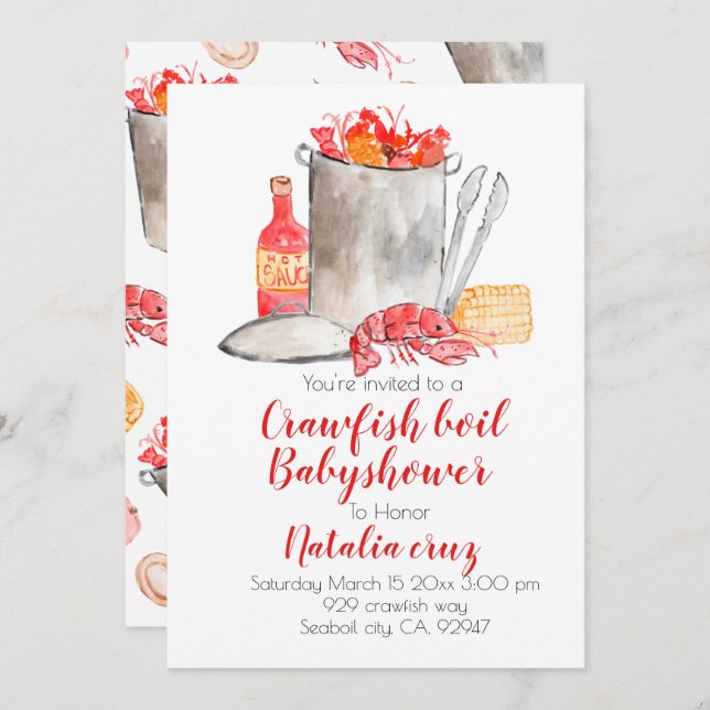 Crawfish boil babyshower party invite (Front/Back)