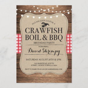 Crawfish Boil BBQ Birthday Party Lobster Invite