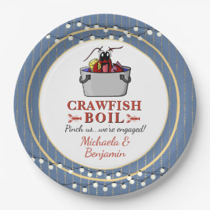 Crawfish Boil BBQ Couple Shower Engagement Party Paper Plates