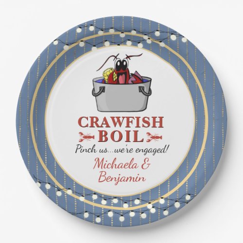 Crawfish Boil BBQ Couple Shower Engagement Party Paper Plates