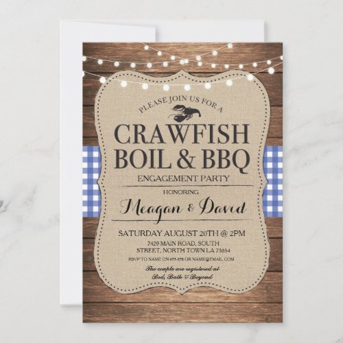 Crawfish Boil BBQ Engagement Party Shower Lobster Invitation
