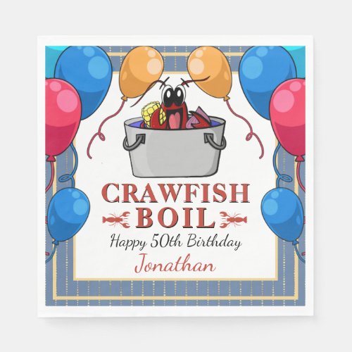 Crawfish Boil Birthday Any Age Seafood Party Napkins