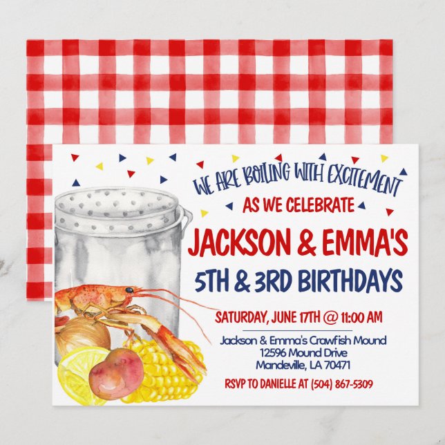 Crawfish Boil Birthday Invitation (Front/Back)