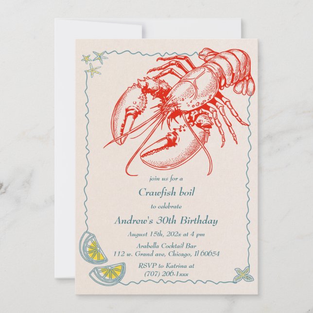 Crawfish Boil Birthday Invitation Template (Front)