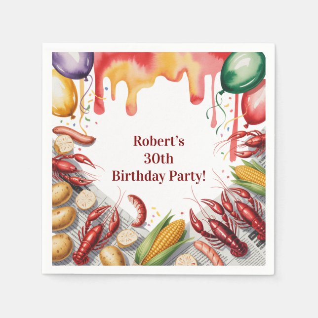 Crawfish Boil Birthday Party For Adults Napkins (Front)