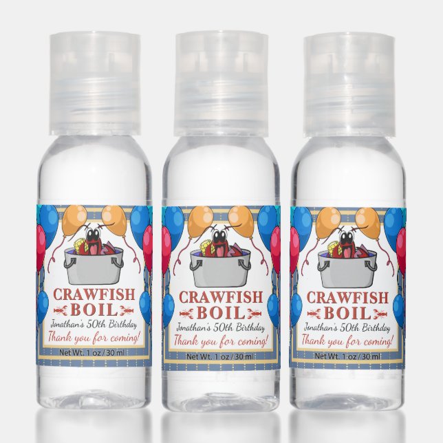 Crawfish Boil Birthday Seafood Party Hand Sanitizer (Set)