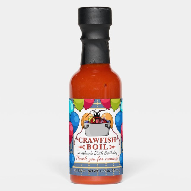Crawfish Boil Birthday Seafood Party Hot Sauces (Front)
