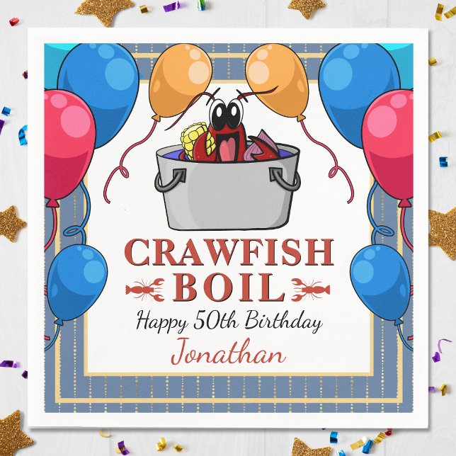 Crawfish Boil Birthday Seafood Party Napkins (Crawfish Boil Birthday Seafood Party Napkins! Perfect for a birthday of any age!)