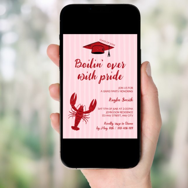 Crawfish Boil Boilin’ Over With Pride Graduation Invitation (Front Digital)