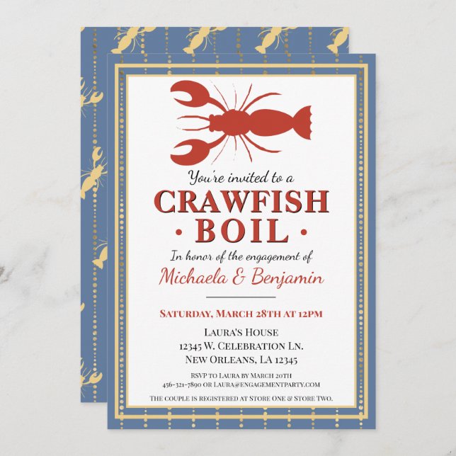 Crawfish Boil Couples Engagement Party Invitation (Front/Back)