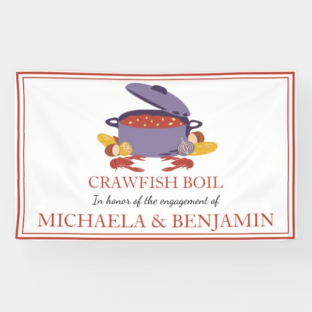 Crawfish Boil Couples Shower Engagement Party Banner (Horizontal)