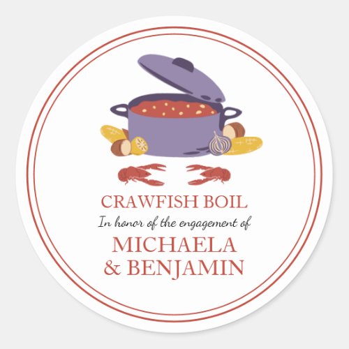 Crawfish Boil Couples Shower Engagement Party Classic Round Sticker