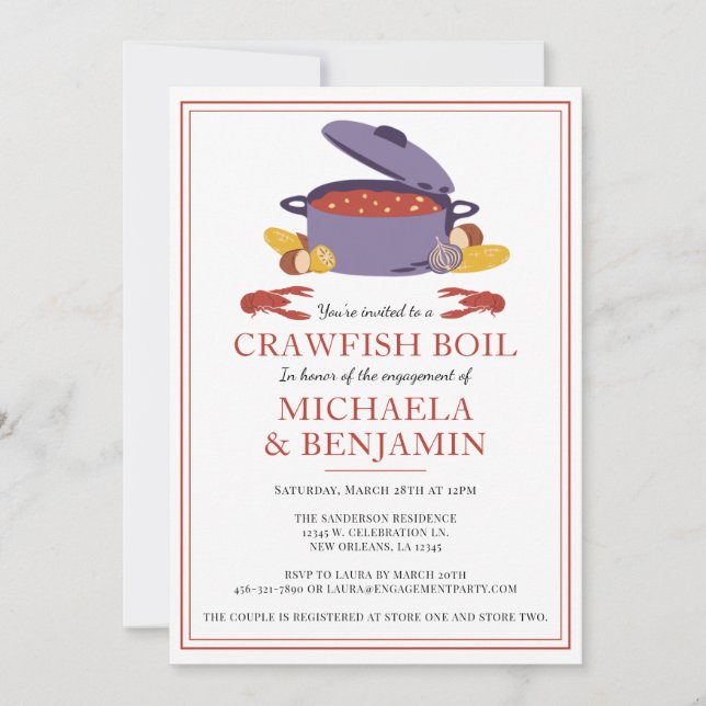 Crawfish Boil Couples Shower Engagement Party Invitation (Front)