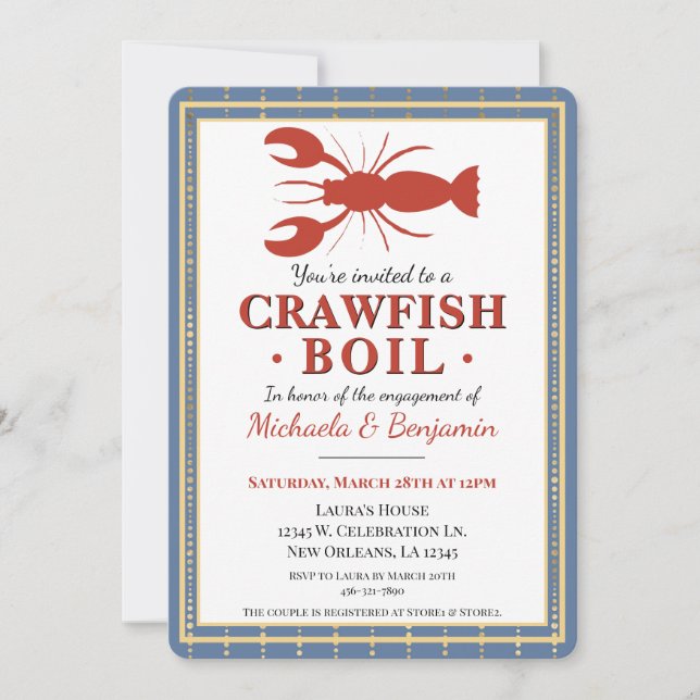 Crawfish Boil Couples Shower Engagement Party Invitation (Front)