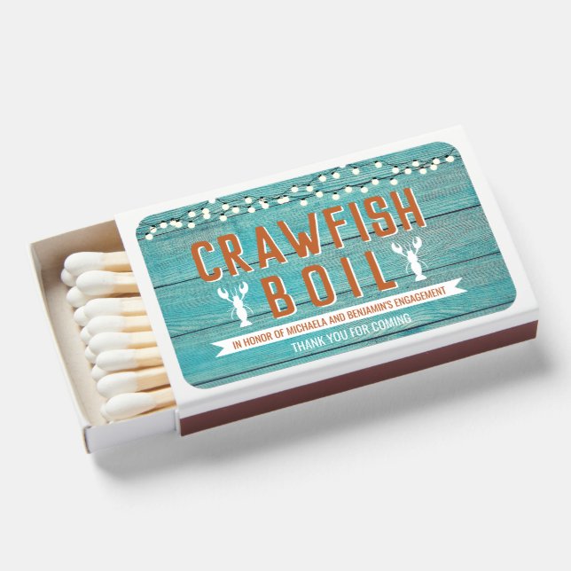 Crawfish Boil Couples Shower Engagement Party Matchboxes (Front Open)