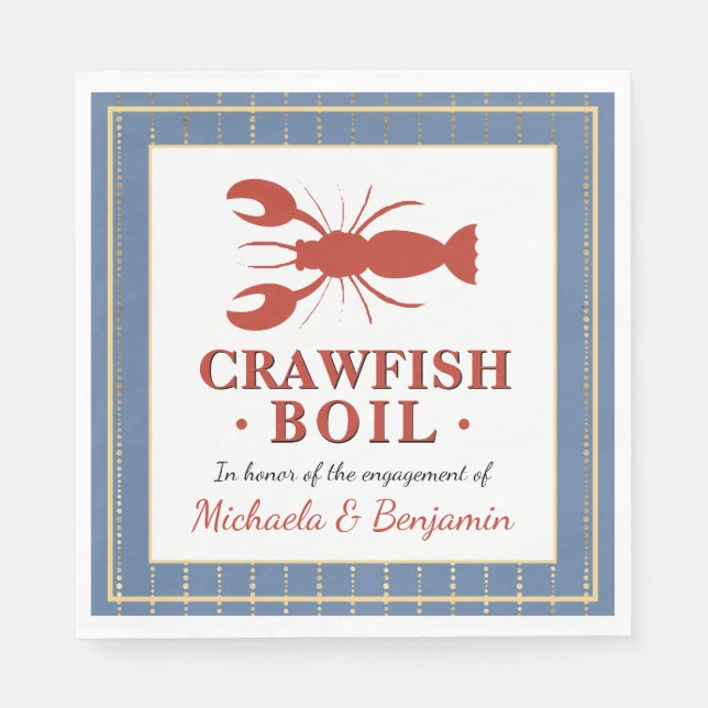 Crawfish Boil Couples Shower Engagement Party Napkins (Front)