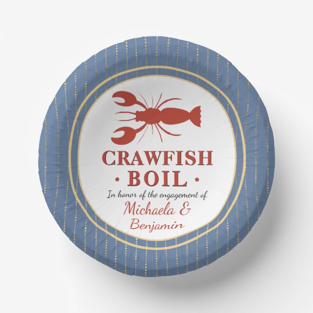 Crawfish Boil Couples Shower Engagement Party Paper Bowls (Front)