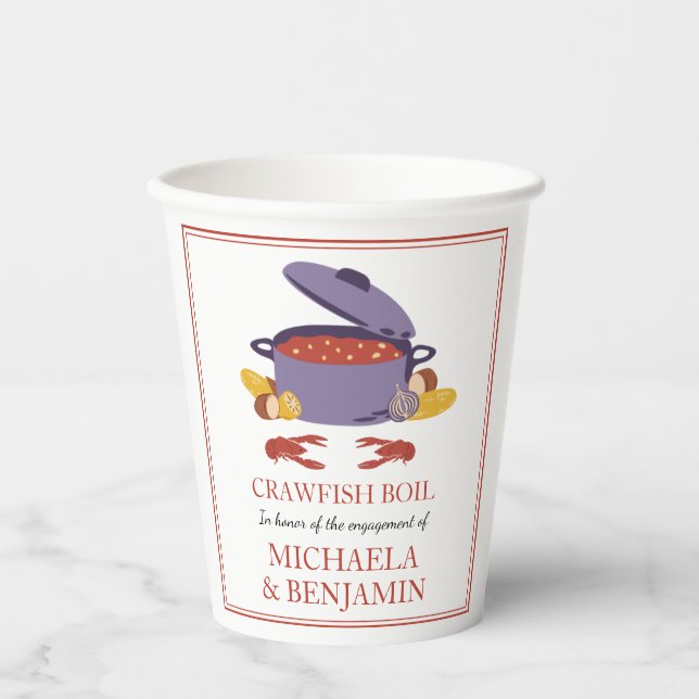 Crawfish Boil Couples Shower Engagement Party Paper Cups (Front)