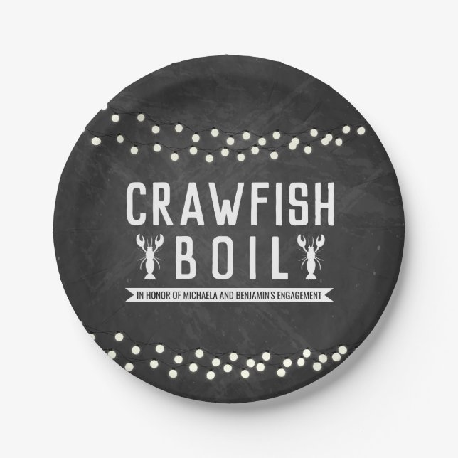 Crawfish Boil Couples Shower Engagement Party Paper Plates (Front)