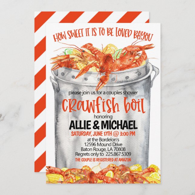Crawfish Boil Couples Shower Invitation (Front/Back)