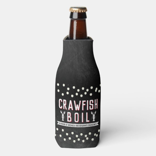 Crawfish Boil Engagement Party Bottle Cooler (Bottle Front)
