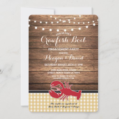 Crawfish Boil Engagement Party Check Lobster Invitation