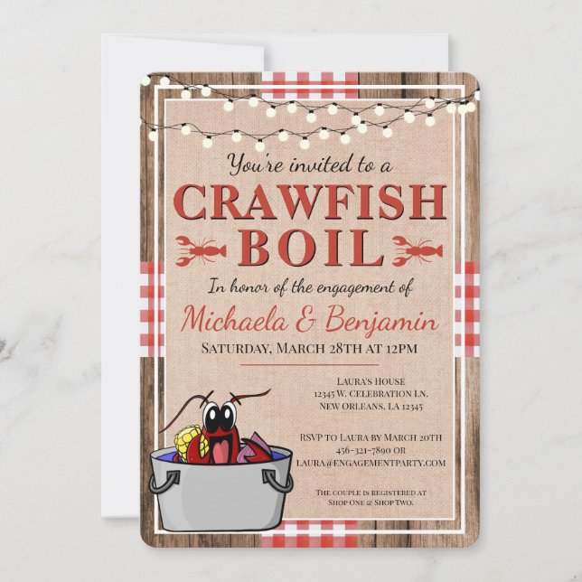 Crawfish Boil Engagement Party Couples Shower Invitation (Front)